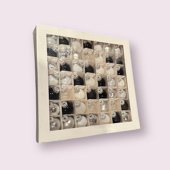 Wondershop Other - Elegant Black and White Set of 49 Mini Round Glass Ornaments Target Brand